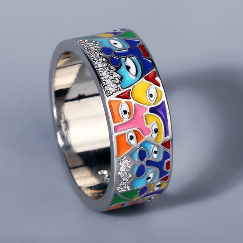 

Новые модные кольца медного цвета для женщин, креативная ручная работа, эмалевая техника, уникальные трендовые украшения, кольцо ручной работы класса люкс, подарок для вечеринки 7