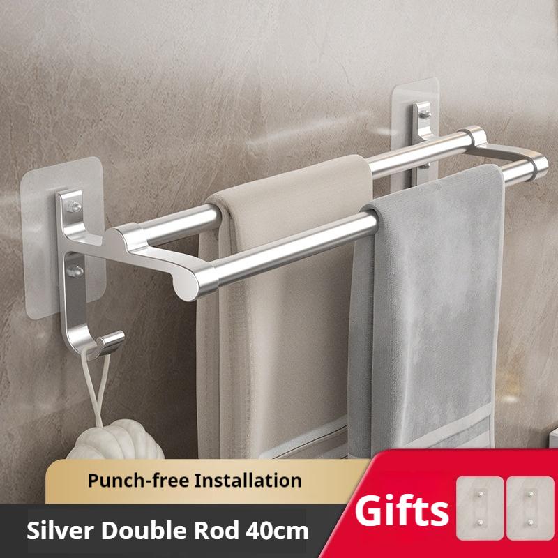 

Держатель для полотенец в ванной комнате, вешалка для полотенец без сверления, с крючками, настенный держатель для полотенец, органайзер для ванной комнаты, самоклеящаяся вешалка для полотенец