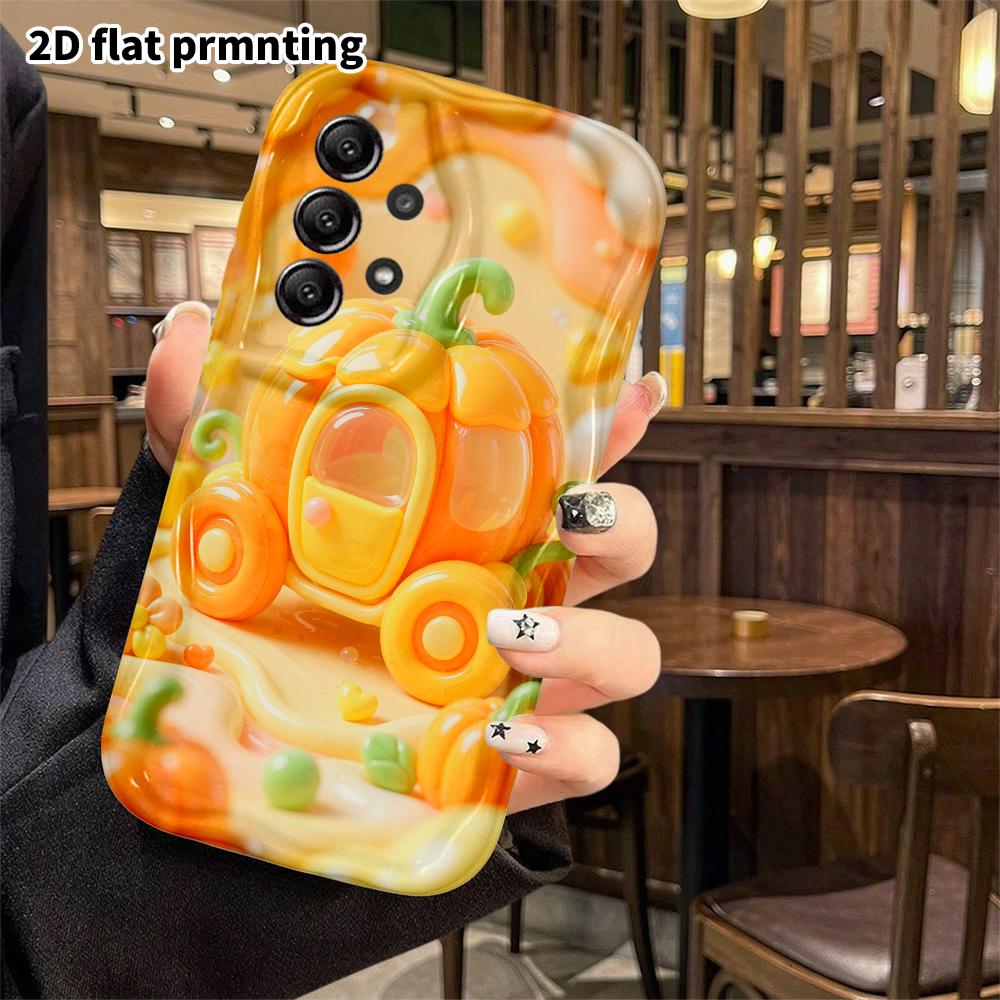 Phone Case: 2D flat design suitable for Samsung Galaxy A34 A35 M05 M06 S20 S22 S21 FE Plus 5G protective case, pumpkin carriage, Christmas and Hallowe