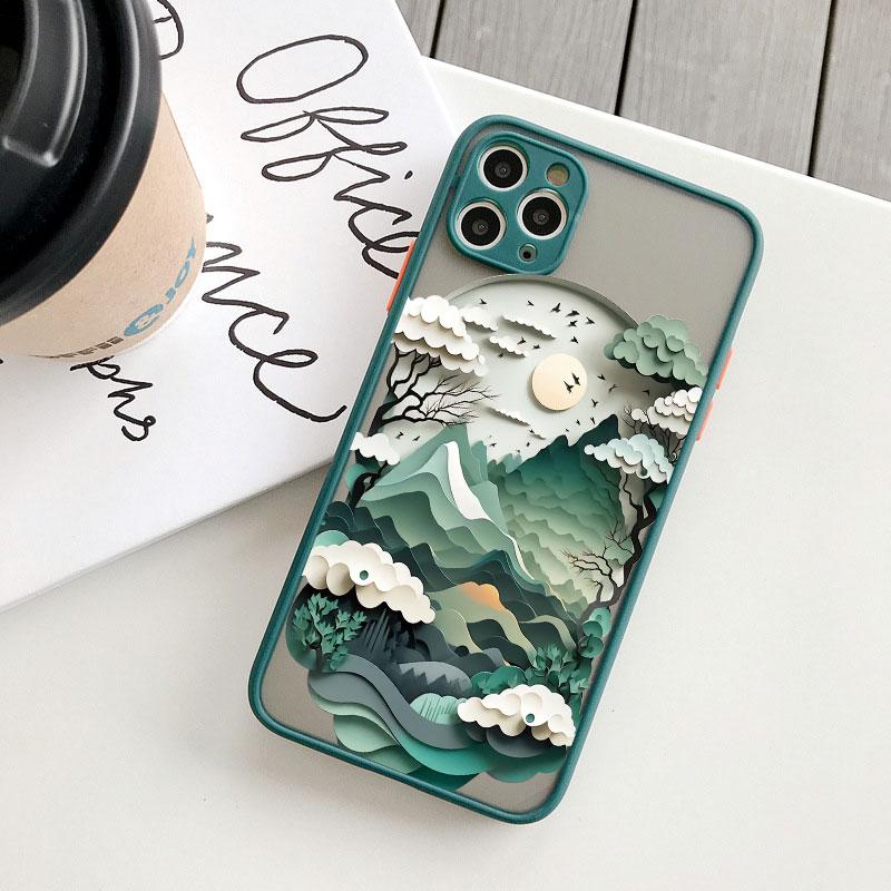 Landscape Printing phone case For iPhone 17 16 15 14 11 12 13 Pro Max Mini 16 Plus XS X XR Creative Mountains Shockproof Cover