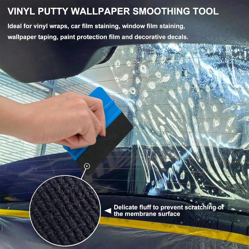 Vinyl Squeegee Scraper Tool 4 Inch Non-Slip Handle Felt Edge for Car Sticker Carbon Film Wrap Decal Application