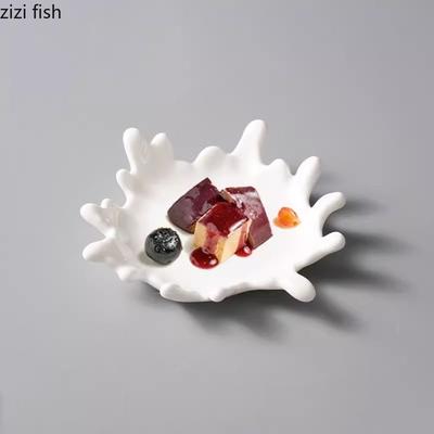 Creative Coral Shaped Ceramic Dinner Plate Irregular Fruit Plate Salad Plate Dessert Plates Sushi Plates Specialty Tableware