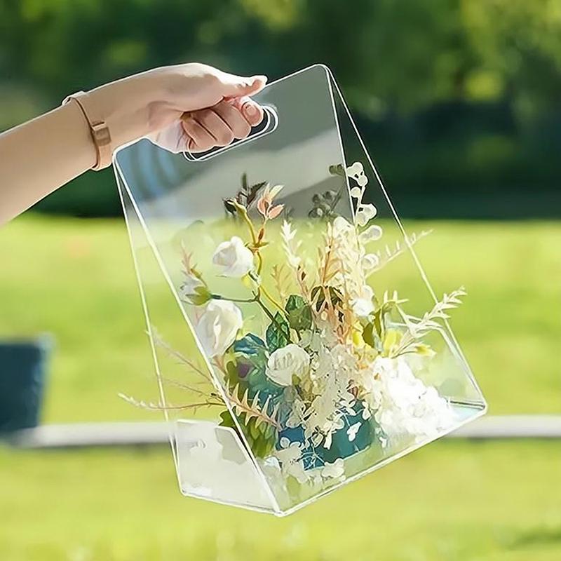 Akrylová květinová taška, akrylová průhledná květinová krabice, opakovaně použitelné nákupní tašky, kreativní květinářské potřeby, balení na Valentýna