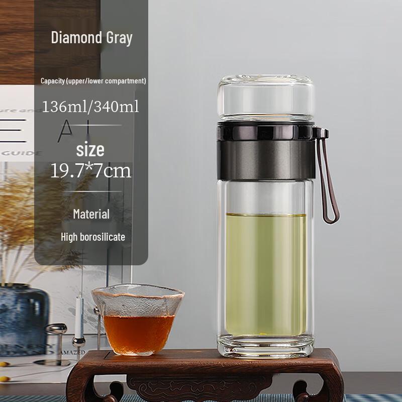 DKADI Magnetic Tea Infuser Double-Layer Glass Mug
