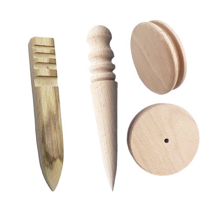 Ebony Beech Pearwood Leather Edge Polishing Stick - Handmade DIY Tool