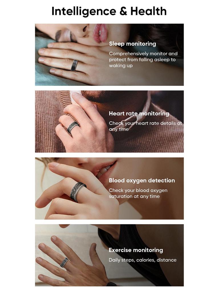 W9 Retro Smart Ring: Heart Rate, Blood Oxygen, Sleep & Calorie Tracker