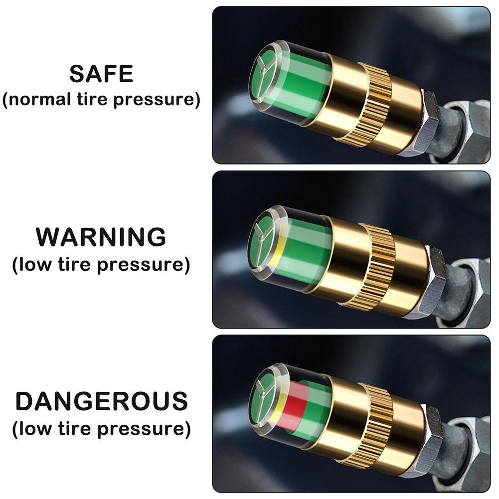 4pcs Car Tire Pressure Indicator Tire Pressure Gauge Indicator Alert Monitoring Valve Cap Sensor External Valve Detection