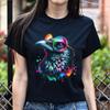 Whimsical Raven Color Splash Unisex T-shirt Black Navy Dark Heather