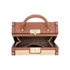 Michael Kors Island Escape Woven Pineapple Print Color Block Vacation Style Leather Small Square Bag Women Handbags Brown 35T1G5IC2W-NATURAL-MLT