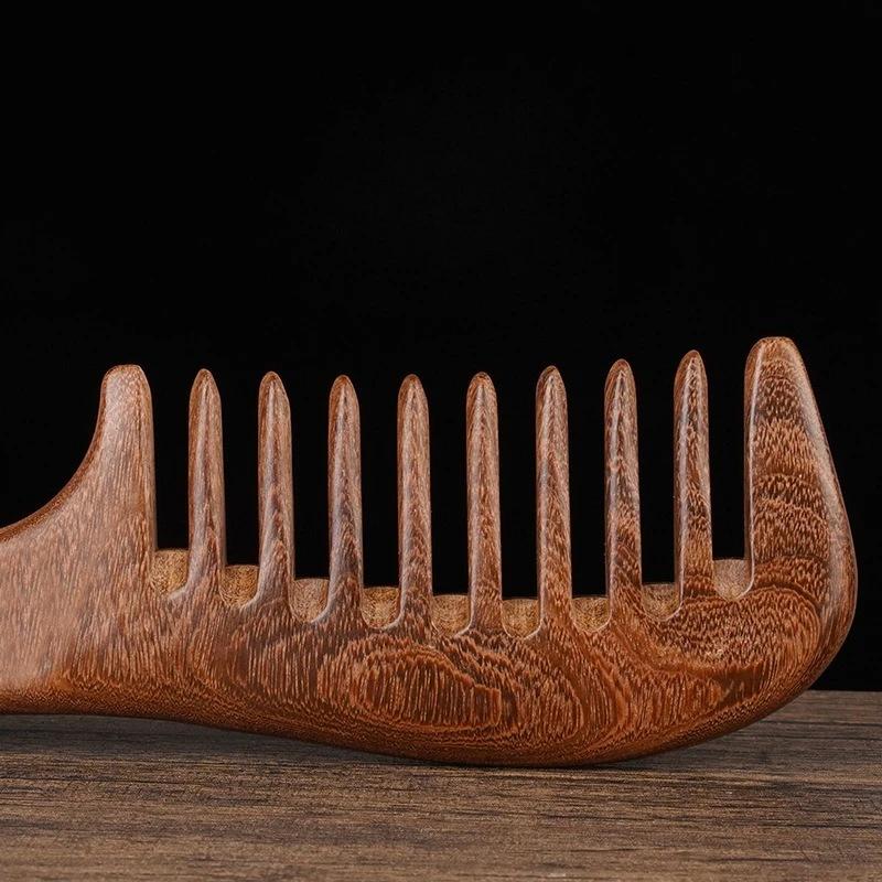 Natural Sandalwood Hair Comb Wide Tooth Wooden Anti Static Scalp Massager for Hair Detangling Home Travel Men Women Gift