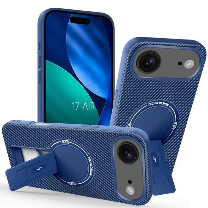Coque de Protection - BOOLING - pour iPhone Air - Silicone avec Cercle Magnétique et Support - Bleu