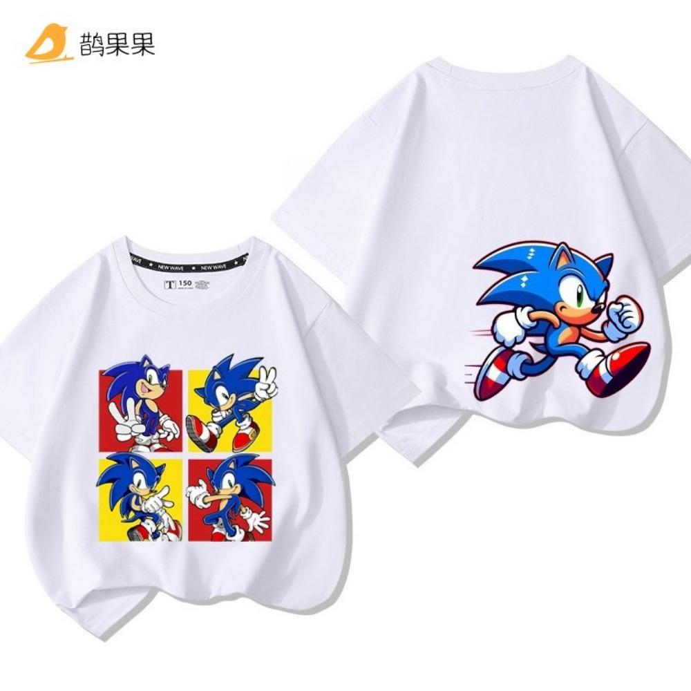 Children's Cartoon Sonic the Hedgehog Print Outdoor Boys and Girls Comfortable Loose Short-sleeved Summer