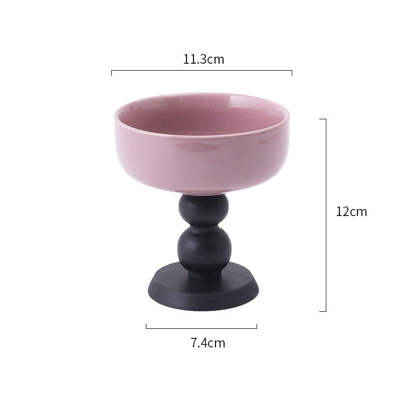 Französische Retro-Dessertschale, hochästhetische Eiscreme-Tasse mit hohem Fuß, kreative hölzerne Schüssel mit hohem Fuß, für Zuhause, Eiscreme-Puddingbecher