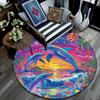 Dolphins Sunset Round Area Rug,Carpet Rug for Living Room Bedroom Sofa Playroom Decor,Non-slip Floor Mat