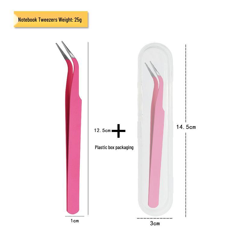Stainless Steel Eyelash Tweezers: Thickened Journal Clips, Pointed Curved Tip for Nail Art, In Stock