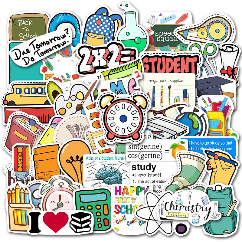 100 School Supplies for The Opening Season of School, Graffiti Stickers, DIY Decorative Backpack, Guitar Suitcase, Laptop Waterproof Stickers