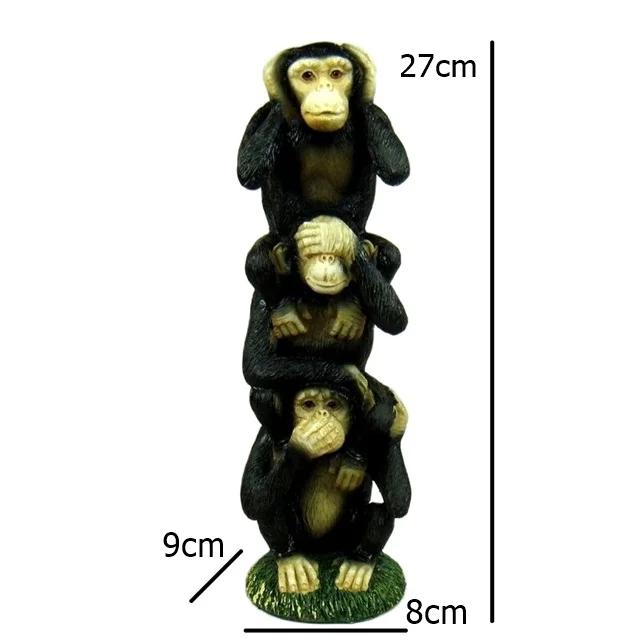Lovely Chimpanzee Figurine Handmade Polyresin Ape Brothers Miniature Home Decor Art and Craft Wild Animal Ornament Gift