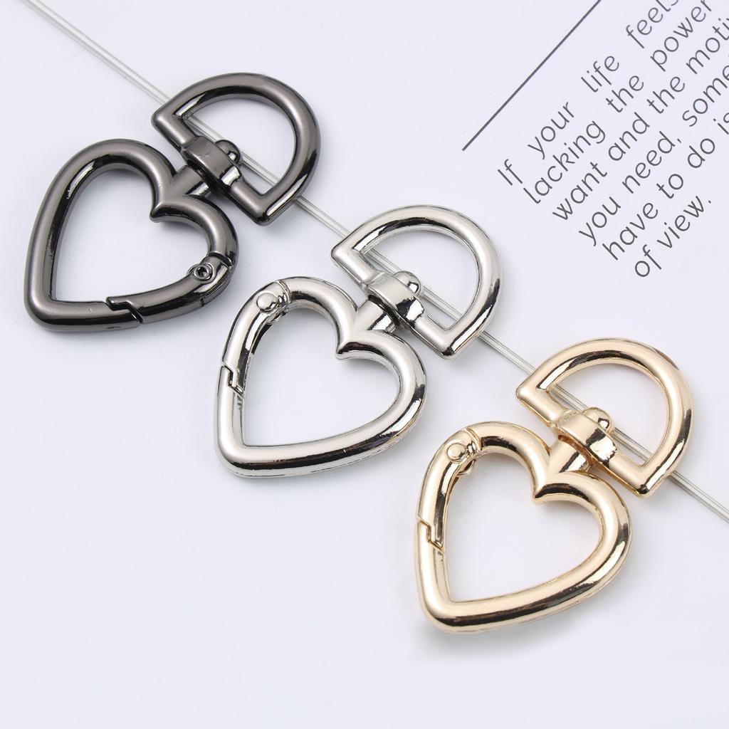 30 Pieces Zinc Alloy Heart Shape Swivel Buckles Trigger Spring Keyring Buckle Clasps Hooks Open Ring for Key Ring Durabl