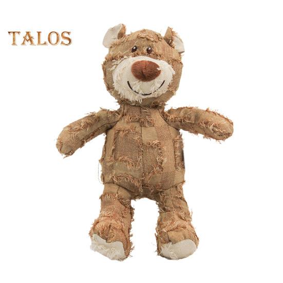 Squeaky Dog Chew Toy Interactive Plush Bear Toy with Sound Indestructible Dog Teeth Cleaning Toy for Aggressive Chewers