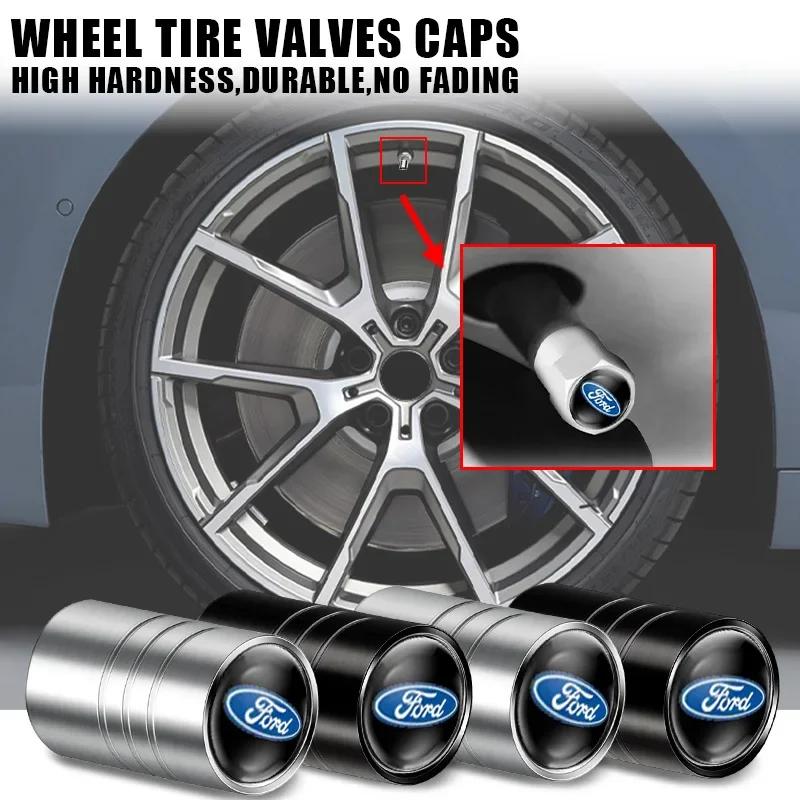 4Pcs Car Tire Valve Stems Cap Metal Tire Wheel Stem Air Valve Cap For Ford Focus 2 3 Fiesta Ranger Mondeo Kuga Mustang Ecosport