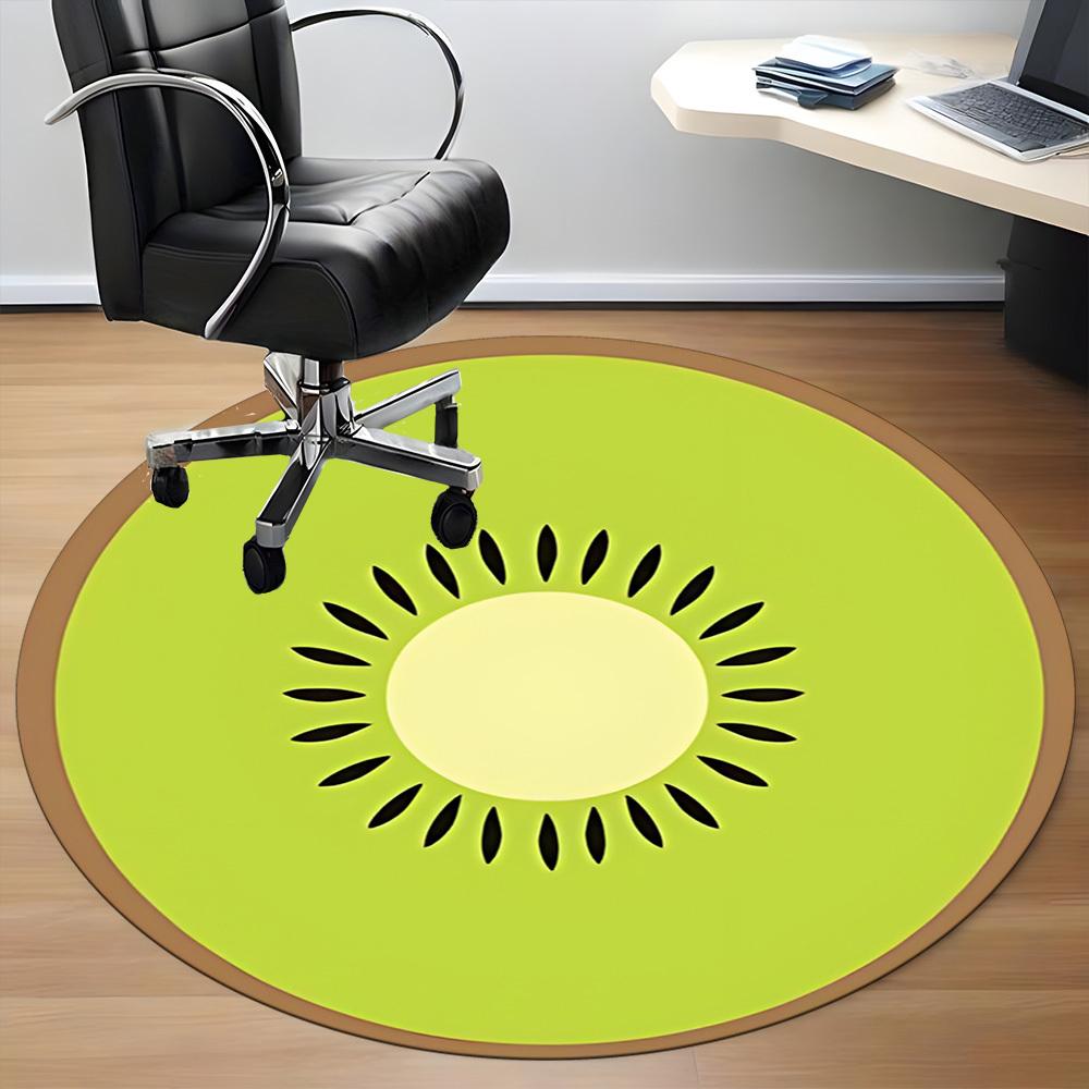 1PC Kiwi Slice Office Round Area Rug, Mat Suitable For Office, Under Office Chairs Bedroom Living Room Home Decor, Room Deco