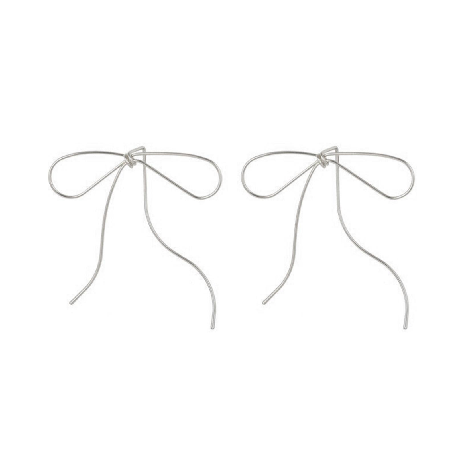 

Korean Fashion Bowknot Drop Earrings for Women Gold Silver Color Tassels Ribbon Bow Ear Studs Pendant Wedding Jewelry