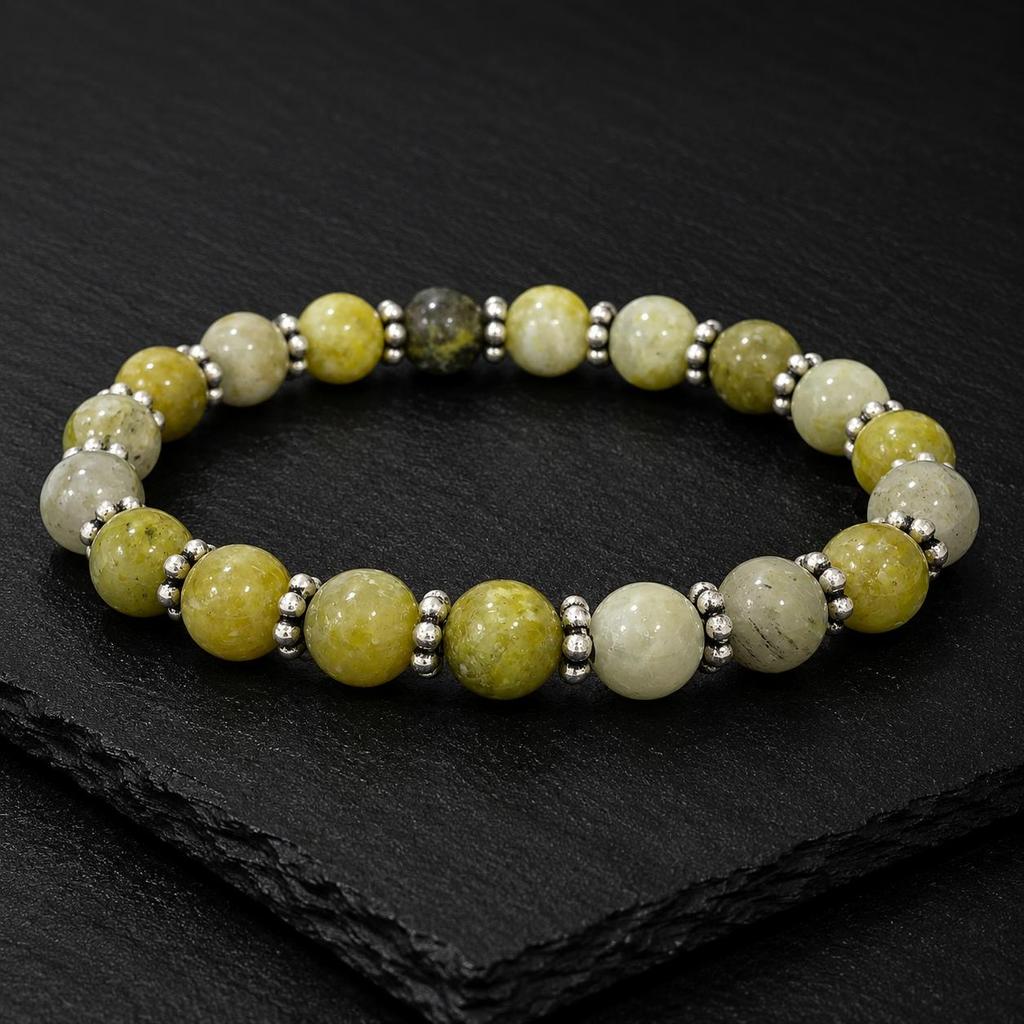 Serpentine A Gemstone Bracelet 7.5" : Designer Chakra Bracelet, Unisex Bracelet For Gift CSB-37