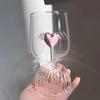 Glasbecher mit Rosa Herz Glasbecher Flügel Weingläser Engelsgläser Hitzebeständig Dessert Eisbecher Cocktailkelch Geschenk
