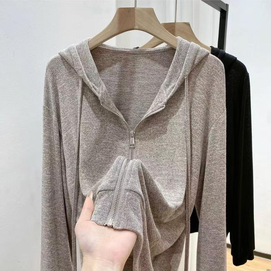 Women S Loose Fit Hooded Long Sleeve Thin Cardigan Sun Protection Outerwear