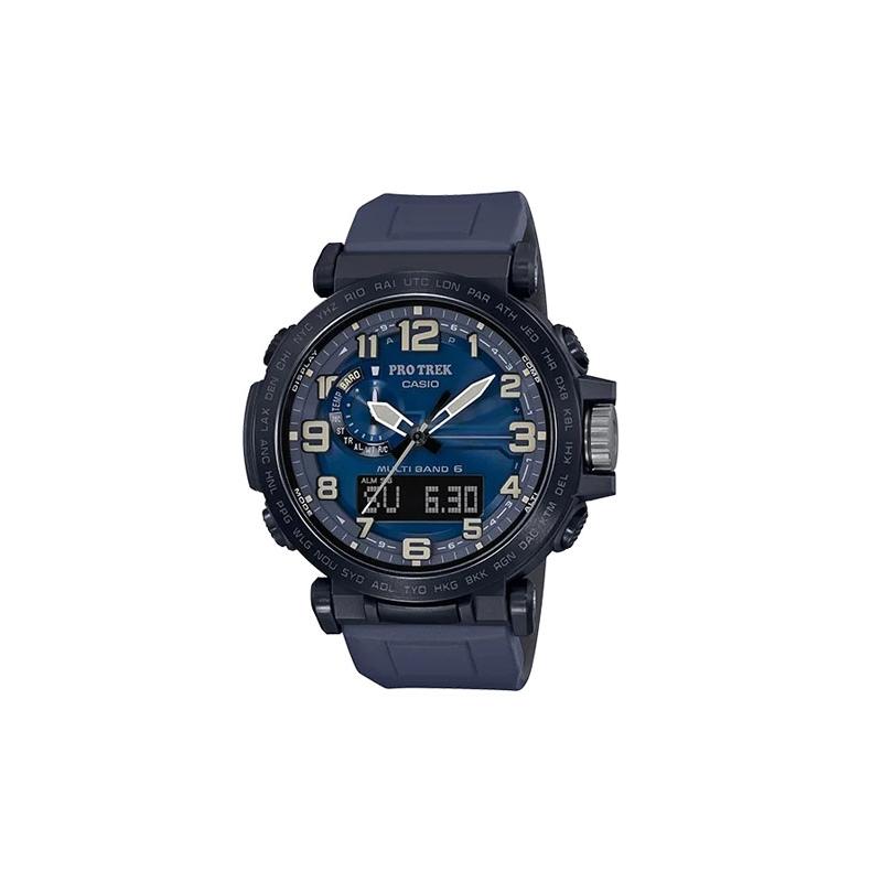 

Casio CASIOPRO TREK Series-Disc Dual Display Series Temperature, Pressure and Altitude Measurement LED Light Solar Wave Outdoor PRW6600Y-2 синій