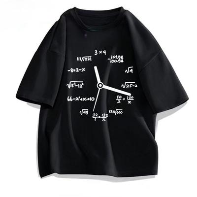 Amerikanisches Design Kurzarm-T-Shirt Sommer Mathematische Formel Uhr Druck Vielseitige Oberteile für Herren und Damen