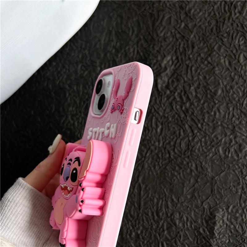 Stitch Cartoon Silicone Holder for iPhone 11/12/13/14, 15/16 Pro Max Case