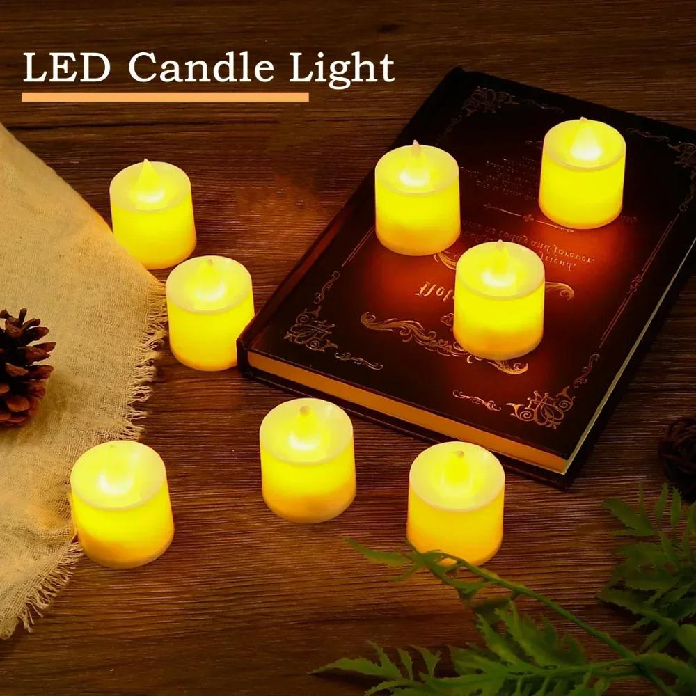 6Pcs Colorful LED Flameless Candle Light Battery Operated Tealight Switch Candles Flameless Wedding Home Christmas Decor Candle
