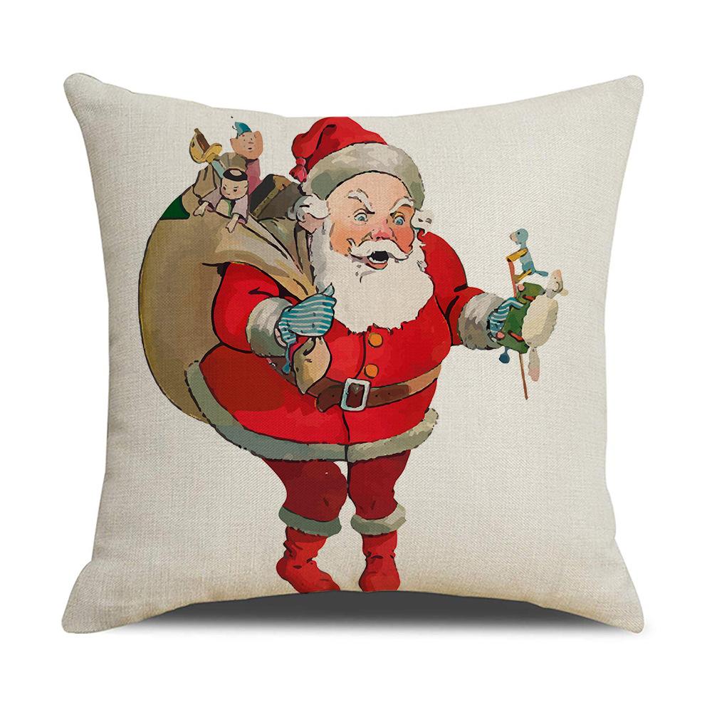 Cartoon Santa Claus Reindeer Series Linen Pillow Cover Nordic Office Sofa Cushion Cover Cushion Cover