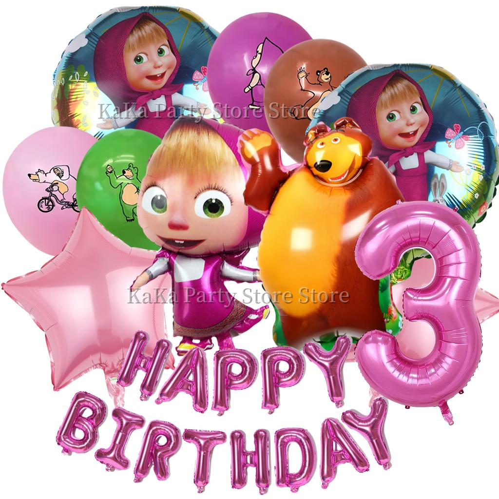 Dívka a medvěd Narozeninová sada Party dekorace Narozeninové talíře Ubrus Ubrousky Dárková taška Oslava pro miminko Party drobnosti Potřeby