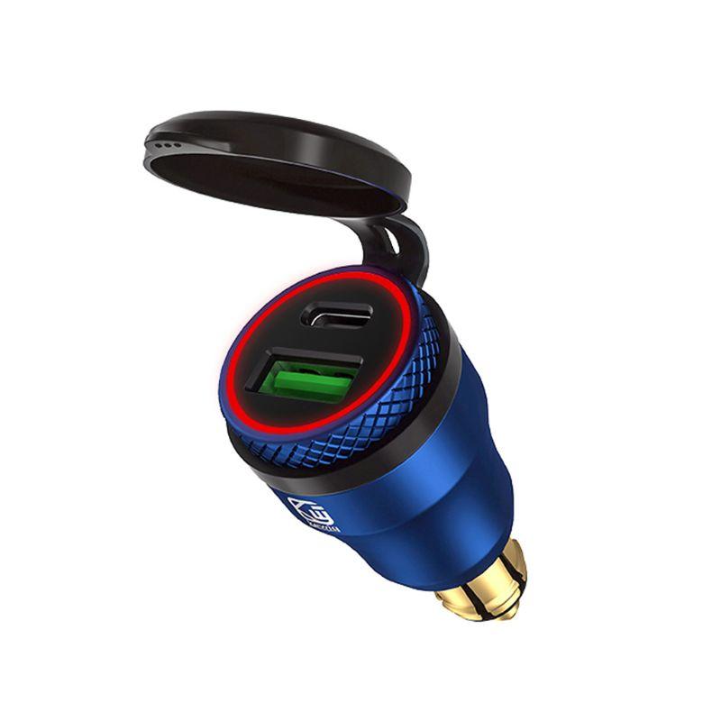 Waterproof Motorbike 12V 24V QC3.0 USB Type C PD Fast Charger Power Adapter Hella DIN Plug Socket for BMW Ducati Motorcy