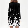 Women's Long-sleeved Casual Midi Dresses V-Neck Print  Casual Dress