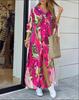 Fashion Long Sleeve Print Women Loose Fit Casual Maxi Dress