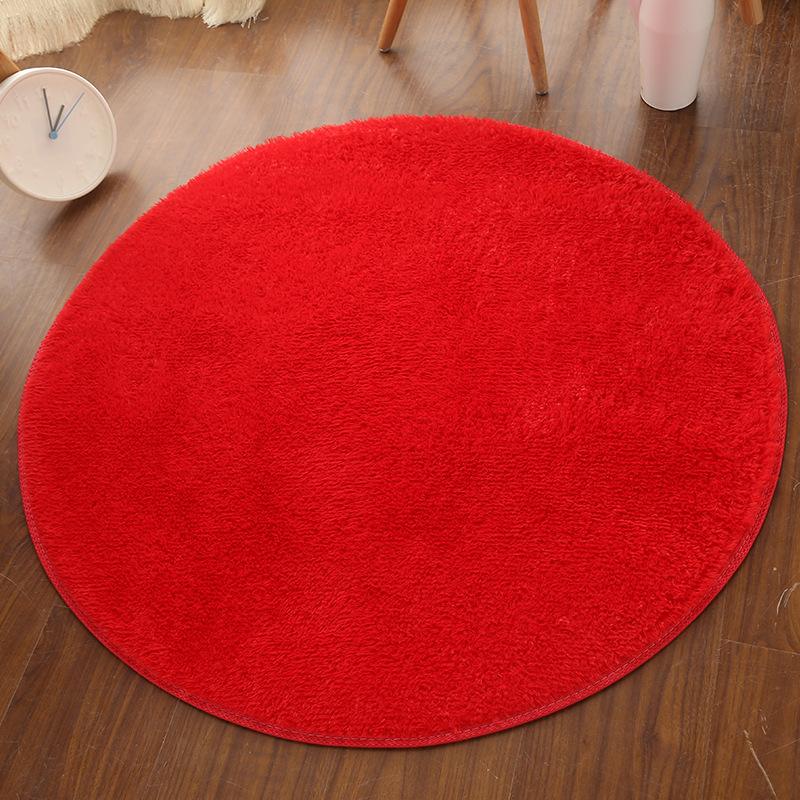 Silk Wool Round Rug Carpet Living Room Bedroom Bedside Floor Mat Tender Comfortable Simple Daily Warmth Various Colors Aesthetic