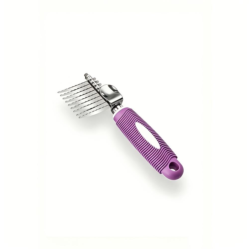 

Dematting Comb for Dogs Cats, Pet Grooming Brush with Rounded Stainless Steel Teeth, Anti-Slip Handle Dog Hair Detangler Tool фиолетовый