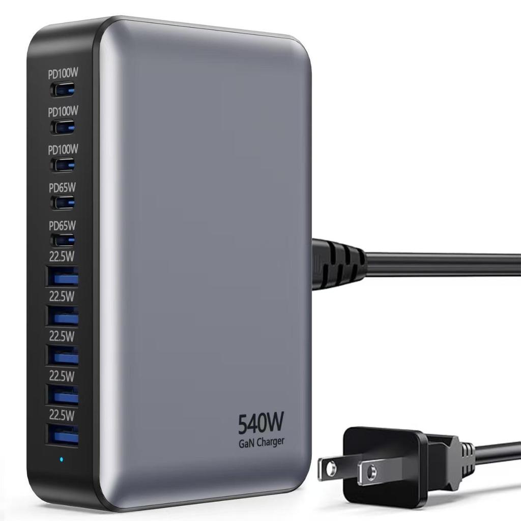 Caricabatterie Rapido Multi-Porta ad Alta Potenza 540W GaN Stazione di Ricarica Multipla per iPhone, per MacBook, per Samsung Ecc.