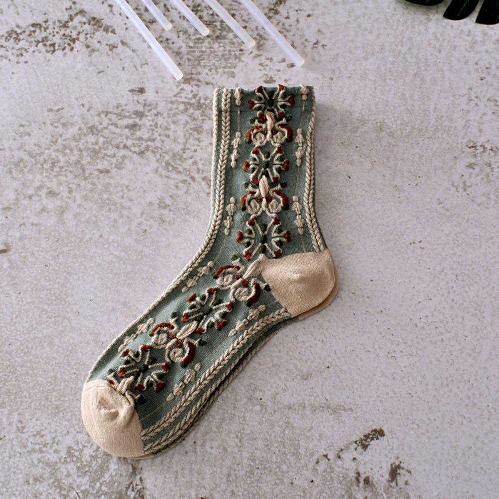 Print Cotton Middle Tube Hosiery Korean Style Socks Girls Jacquard Socks College Style Hosiery