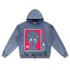 DTG print Knitted Denim Zip-Up Hoodie Copy of MOB Psyco 100 v2 Brother Print Zipper Hoodies  