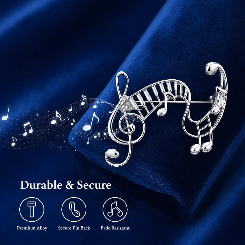 1Pcs Unisex 2-Color Elegant Music Lover Party Office Brooch Pin Metal Musical Note Brooches For Women Gifts