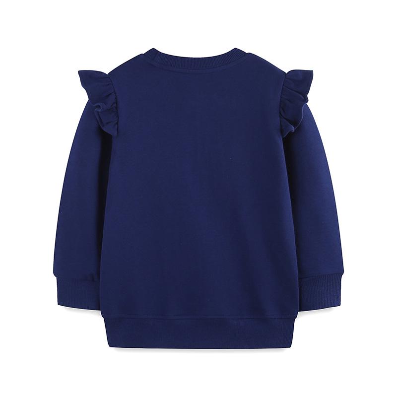 Chic Girls' Crew Neck Embroidered Sweatshirt - European and American Style, Autumn Knitted Cotton Pullover for Small To Medium Children.