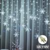 4M Christmas Light Led Snowflake Curtain Icicle Fairy String Lights Outdoor Garland Home Party Garden 2026 New Year Decoration