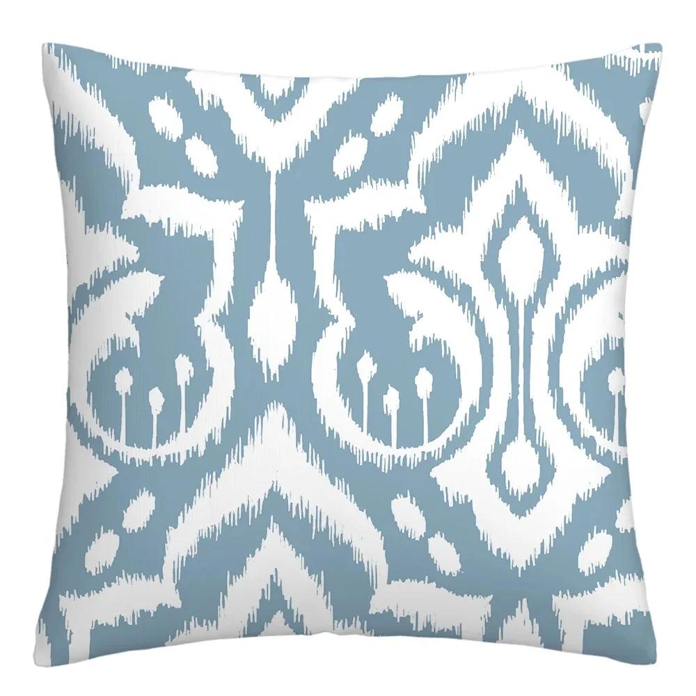 Blue and White Geometric Decorative Pillowcase Living Room Office Home Pillowcase Car Ornaments Ideal Gift