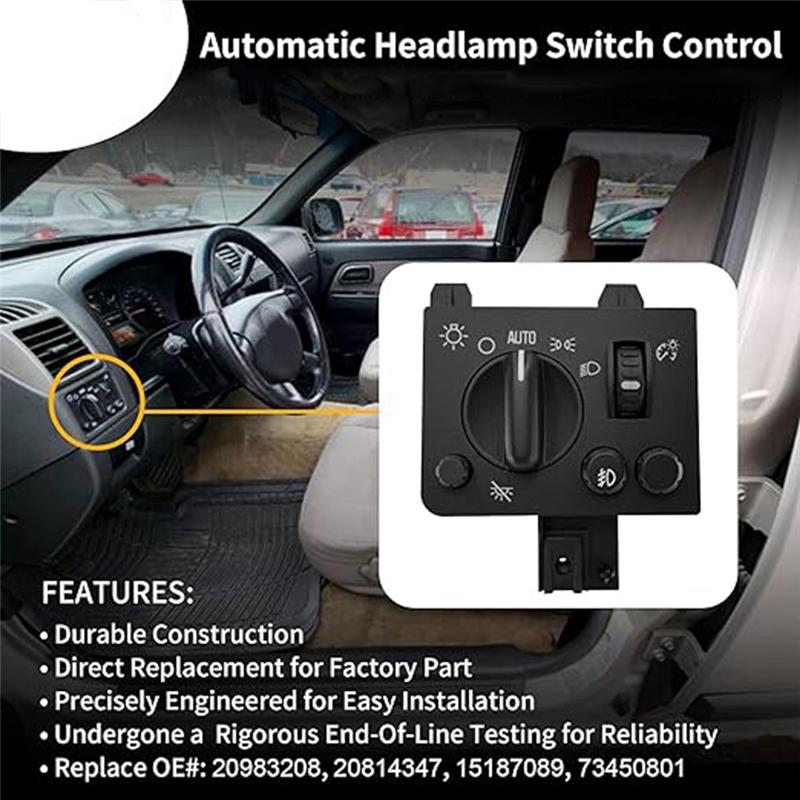 A28G-Front Light Fog Lamp Switch 20983208 20814347 15187089 For Chevy Colorado GMC Canyon Isuzu Headlight Switch Control Unit