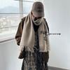 Celebrity-Inspired Women's Autumn & Winter Jacquard Wool Scarf with Tassels