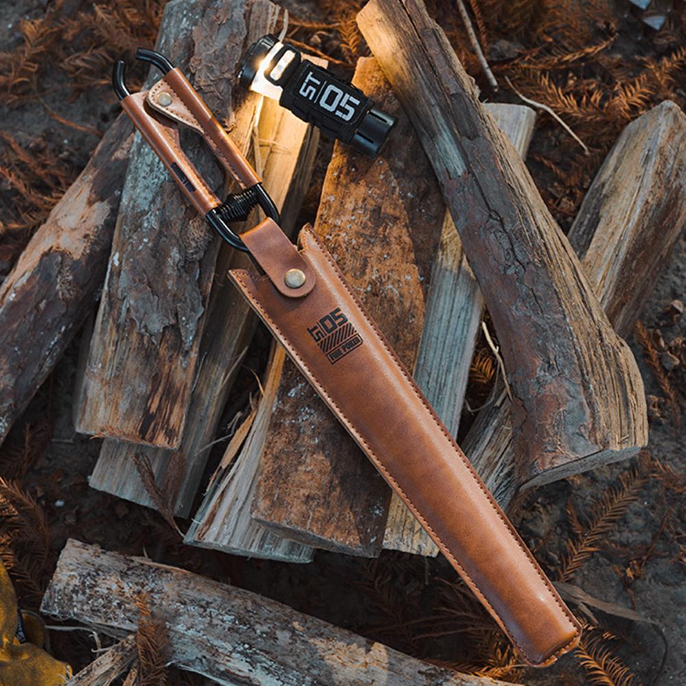Barbecue Carbon Clips Burning Tongs with Leather Cover Carbon Steel Charcoal Clip Bonfire Firewood Clip Outdoor Camping BBQ Tool